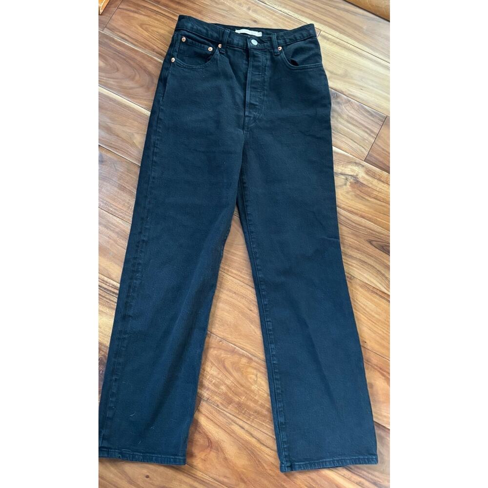 Levis Ribcage Straight Ankle Jeans Black Size 27 High Rise Premium Womens